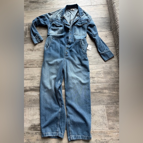 Free people Blue Denim Jumpsuit - Picture 2 of 3